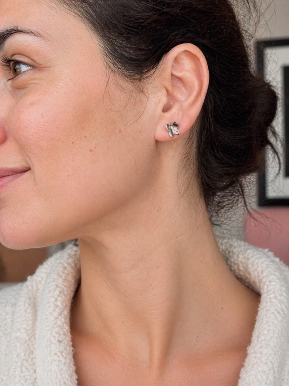 Silver Butterfly Stud Earrings – Minimalist Dainty Everyday Jewelry